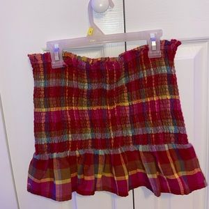 American Eagle plaid strapless crop top